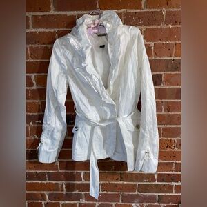 White House Black Market White Ruffled Jacket - Small